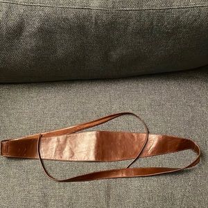 Brown leather handcrafted obi belt